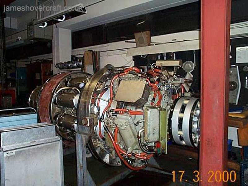 SRN4 systems tour - An engine seen ready and waiting to be installed on a craft, in the engineering department of Hoverspeed, Dover.  (James Rowson).
